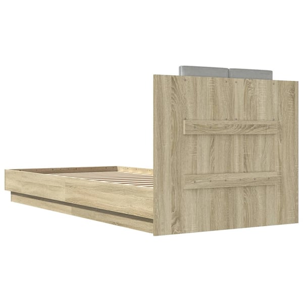 vidaXL Sengeramme med hodegavl sonoma eik 100x200 cm konstruert tre