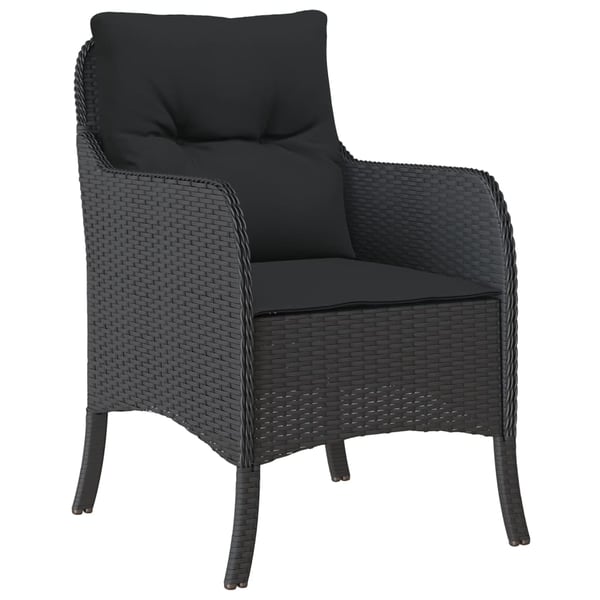 vidaXL spisebordssæt til haven 3 dele med hynder polyrattan sort