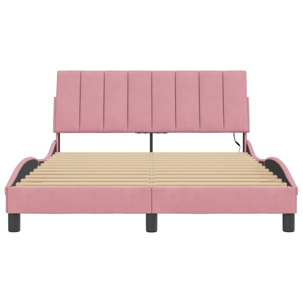 vidaXL sengeramme med LED uden madras Hanko 120x200 cm velour pink