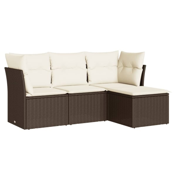 vidaXL sofasæt til haven 4 dele med hynder polyrattan brun