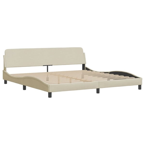 vidaXL sengeramme med LED uden madras Hvar 200x200 cm stof cremefarvet