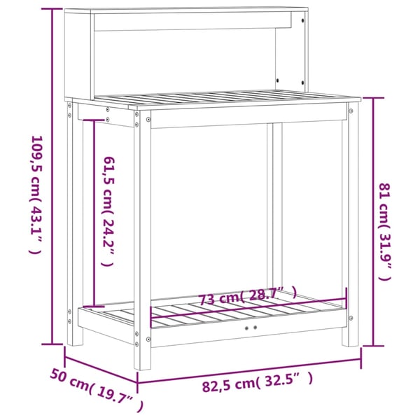 vidaXL plantebord med hylder 82,5x50x109,5 cm imprægneret fyrretræ
