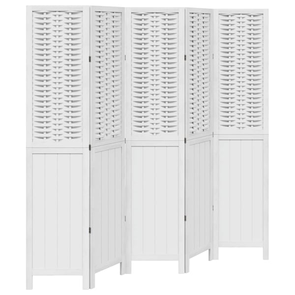 vidaXL Romdeler 5 paneler hvit heltre keisertre