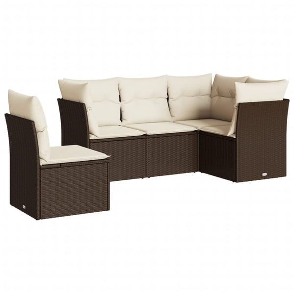 vidaXL sofasæt til haven 5 dele med hynder polyrattan brun
