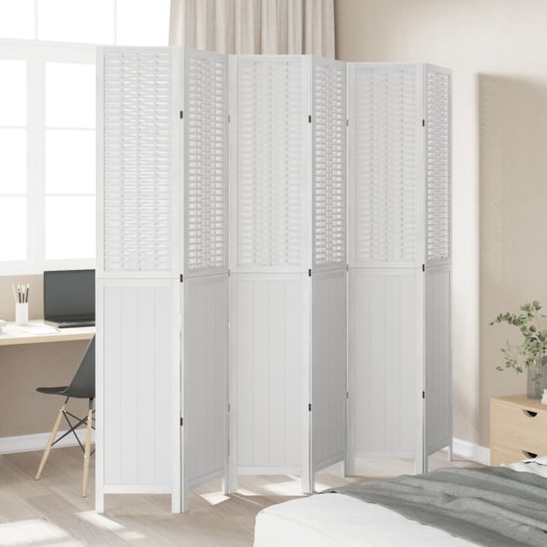 vidaXL rumdeler 6 paneler massivt kejsertræ hvid