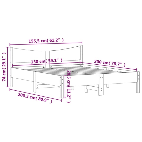 vidaXL Sengeramme uten madrass 150x200 cm heltre furu