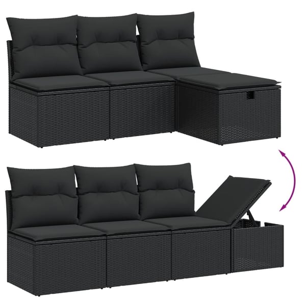 vidaXL sofasæt til haven 8 dele med hynder polyrattan sort
