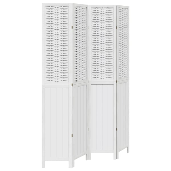 vidaXL Romdeler 4 paneler hvit heltre keisertre