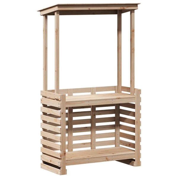 vidaXL Ulkobaaripöytä katolla 112,5x57x195,5 cm täysi mänty