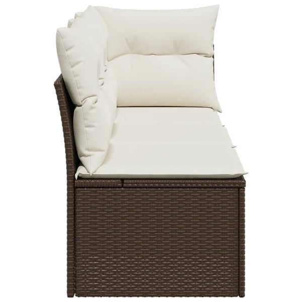 vidaXL 3-personers havesofa med hynder polyrattan brun