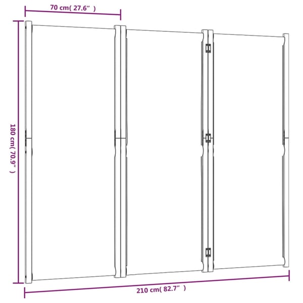 vidaXL 3-panels rumdeler 210 x 180 cm gråbrun