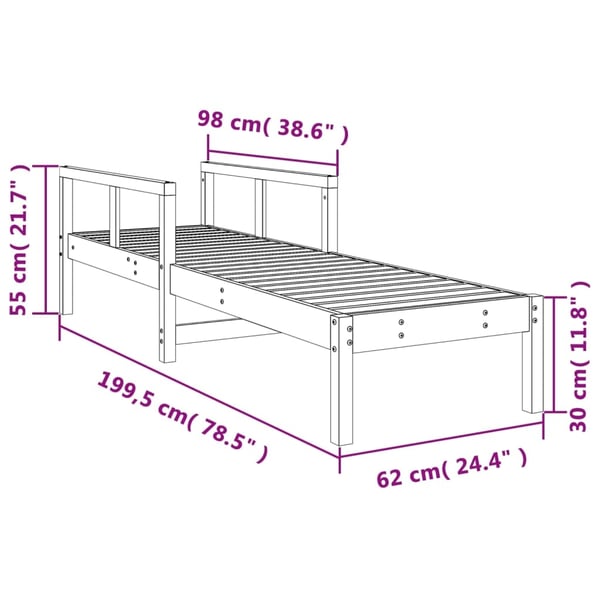 vidaXL Solseng 199,5x62x55 cm heltre furu