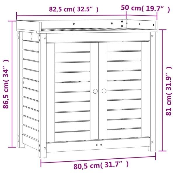 vidaXL Pottebord med hyller brun 82,5x50x86,5 cm heltre furu