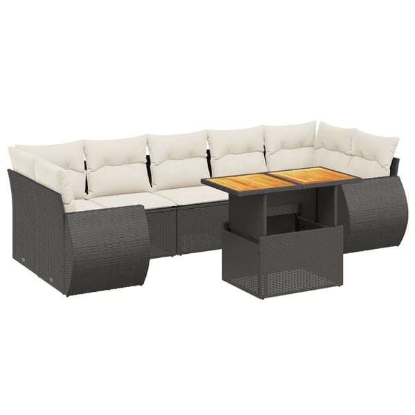 vidaXL sofasæt til haven 8 dele med hynder polyrattan sort