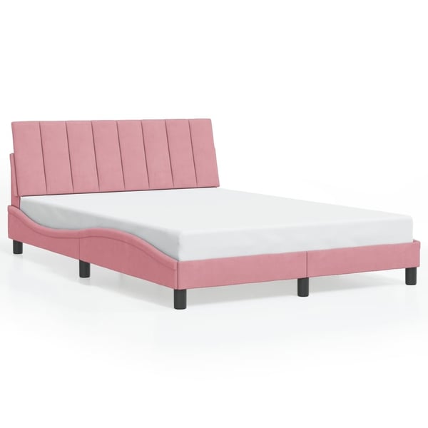vidaXL sengeramme med LED uden madras Hanko 140x190 cm velour pink