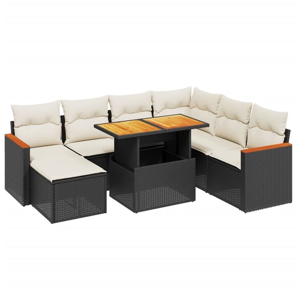 vidaXL sofasæt til haven 8 dele med hynder polyrattan sort