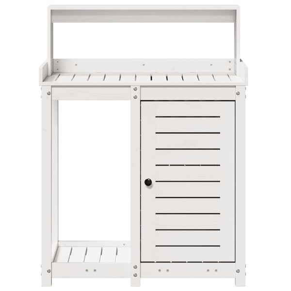 vidaXL Pottebord med hyller hvit 82,5x50x109,5 cm heltre furu