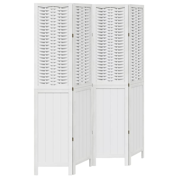 vidaXL Romdeler 4 paneler hvit heltre keisertre