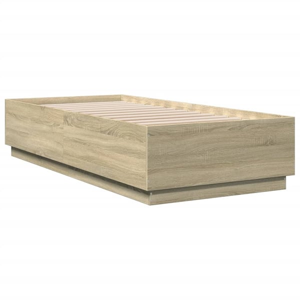 vidaXL Sengeramme med LED-lys sonoma eik 100x200 cm konstruert tre