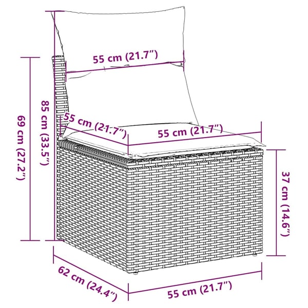 vidaXL sofasæt til haven 10 dele med hynder polyrattan brun