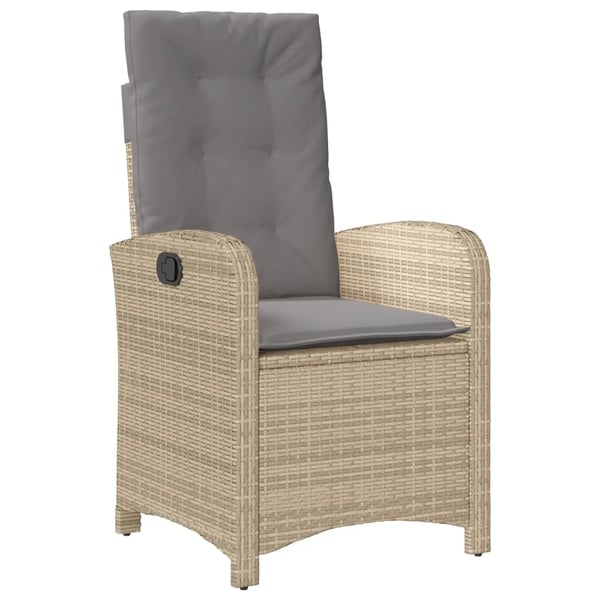 vidaXL spisebordssæt til haven 9 dele med hynder polyrattan beige