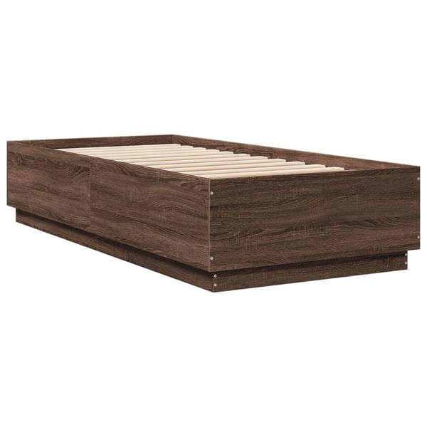 vidaXL Sengeramme med LED-lys brun eik 100x200 cm konstruert tre