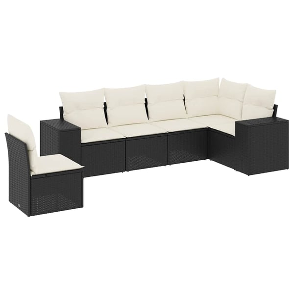 vidaXL sofasæt til haven 6 dele med hynder polyrattan sort