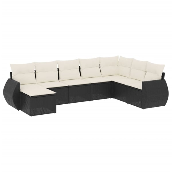 vidaXL sofasæt til haven 8 dele med hynder polyrattan sort