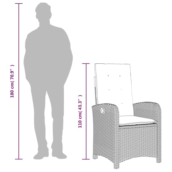 vidaXL spisebordssæt til haven 7 dele med hynder polyrattan beige