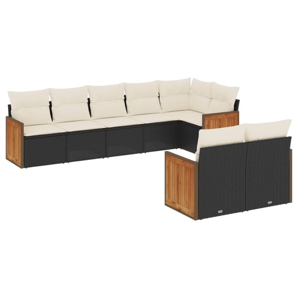vidaXL sofasæt til haven 8 dele med hynder polyrattan sort