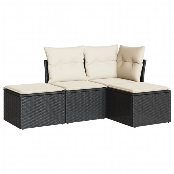 vidaXL sofasæt til haven 4 dele med hynder polyrattan sort