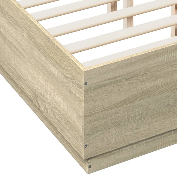 vidaXL Sengeramme med LED-lys sonoma eik 140x190 cm konstruert tre