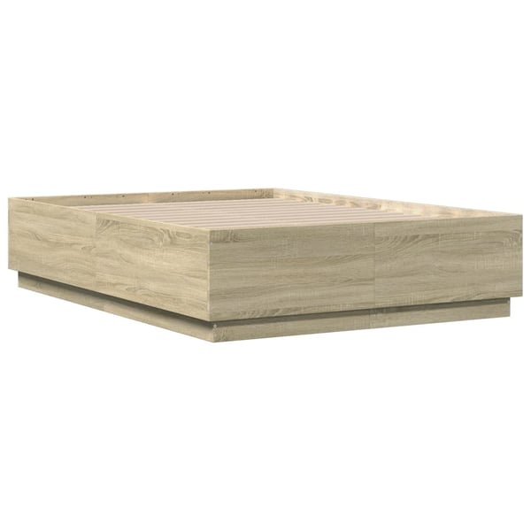 vidaXL Sengeramme med LED-lys sonoma eik 140x190 cm konstruert tre
