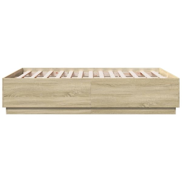 vidaXL Sengeramme med LED-lys sonoma eik 140x190 cm konstruert tre