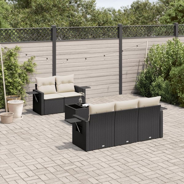 vidaXL Loungegrupp med dynor 6 delar svart konstrotting