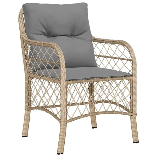 vidaXL spisebordssæt til haven 9 dele med hynder polyrattan beige