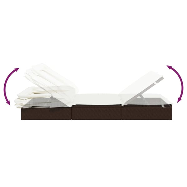 vidaXL liggestol med foldbart tag 213x63x97 cm polyrattan brun