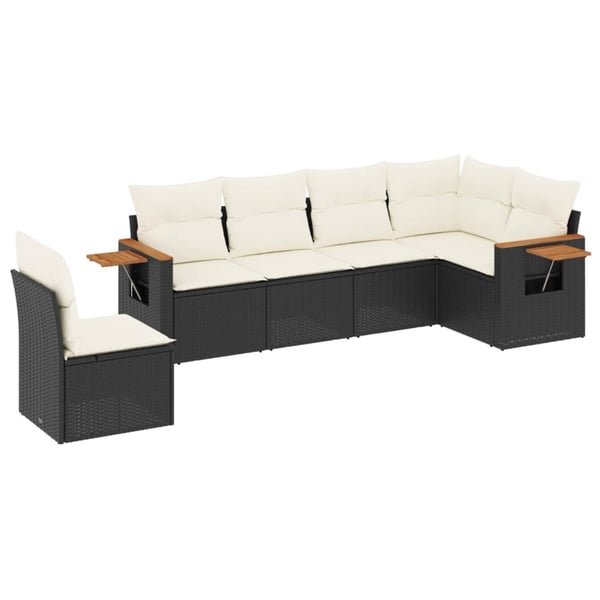vidaXL Loungegrupp med dynor 6 delar svart konstrotting