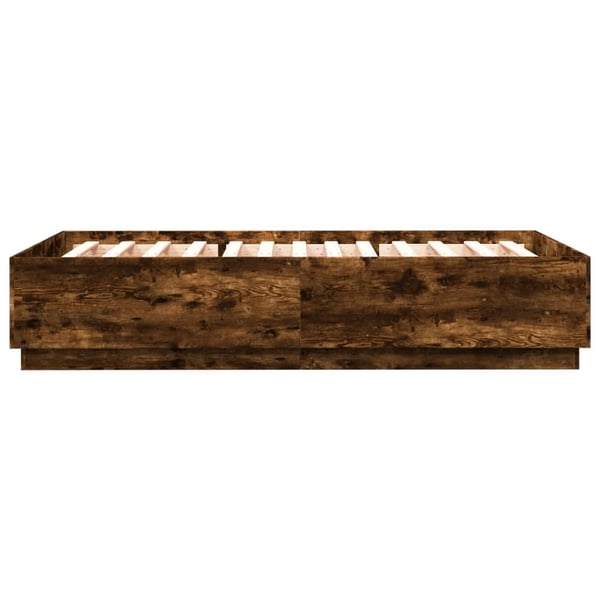 vidaXL Sengeramme med LED-lys røkt eik 150x200 cm konstruert tre