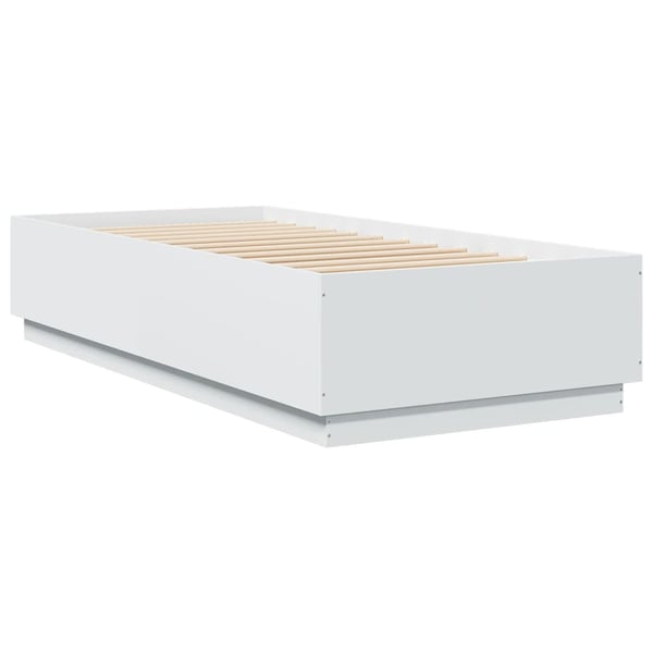 vidaXL Sengeramme med LED-lys hvit 90x200 cm konstruert tre