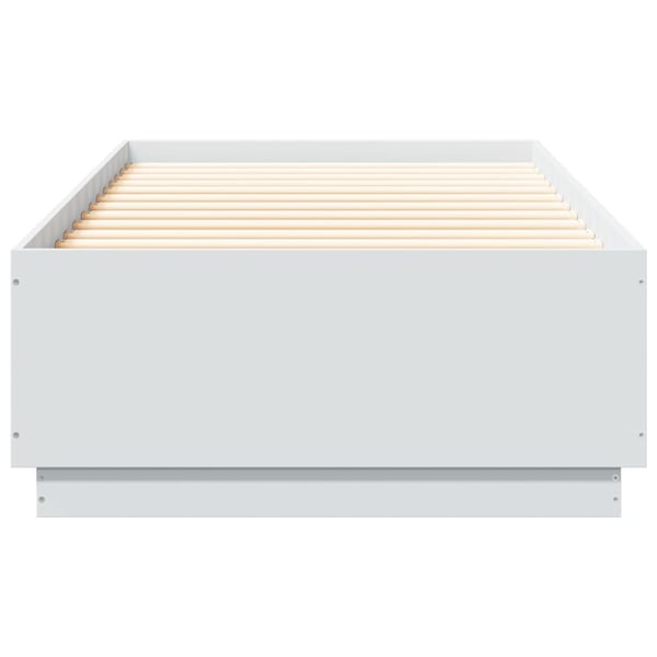 vidaXL Sengeramme med LED-lys hvit 90x200 cm konstruert tre