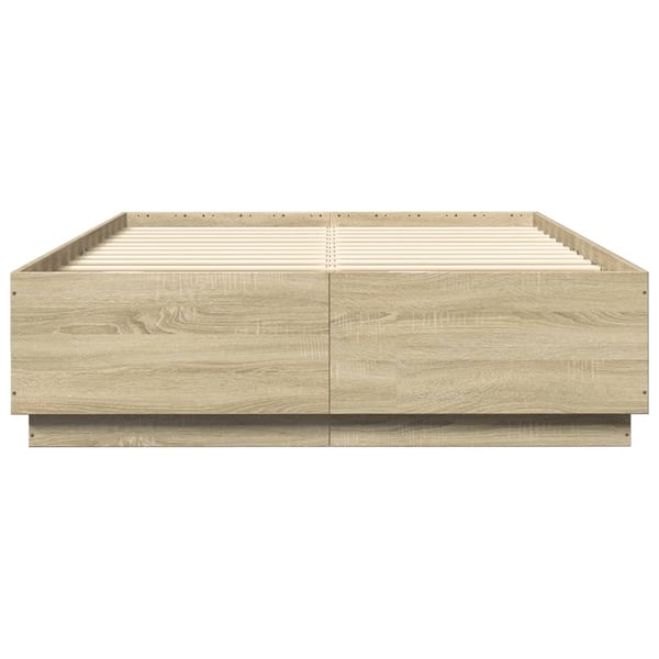 vidaXL Sengeramme med LED-lys sonoma eik 150x200 cm konstruert tre