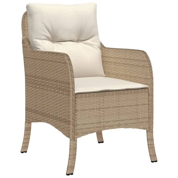 vidaXL spisebordssæt til haven 7 dele med hynder polyrattan beige