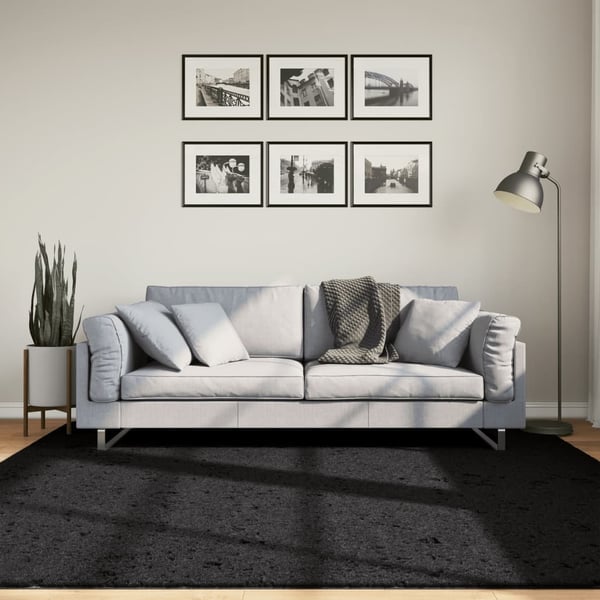 vidaXL Matto OVIEDO lyhytnukkainen musta 200x200 cm