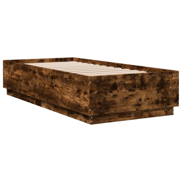 vidaXL Sengeramme med LED-lys røkt eik 100x200 cm konstruert tre