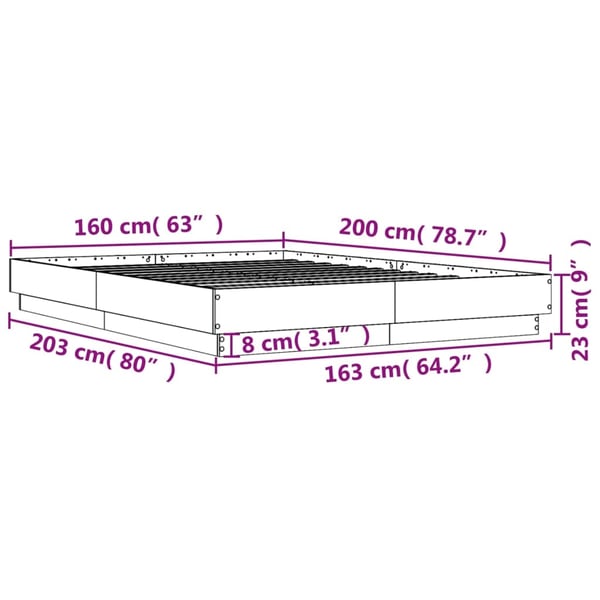 vidaXL Sengeramme hvit 160x200 cm konstruert tre