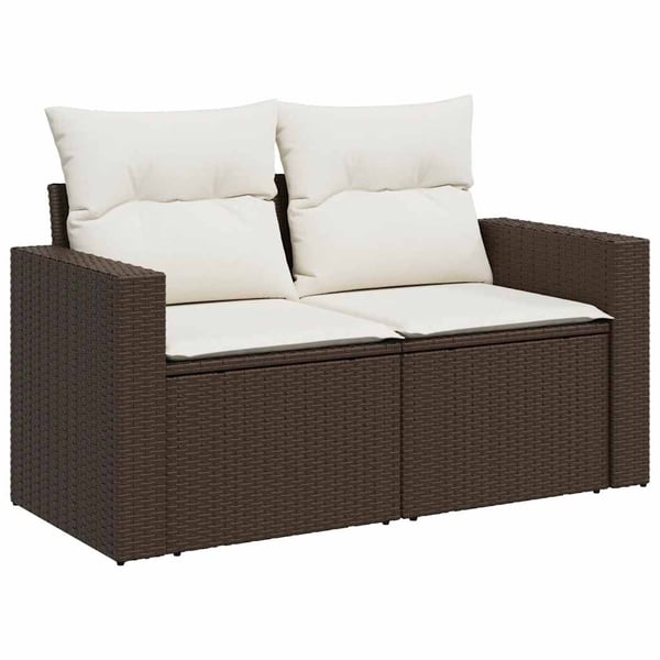 vidaXL Loungegrupp för trädgården med dynor 9 delar konstrotting brun