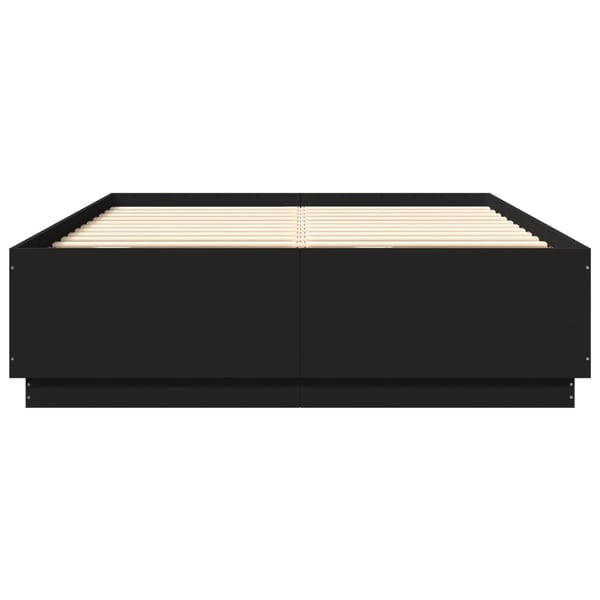 vidaXL Sengeramme med LED uten Madrass Sort 150x200 cm