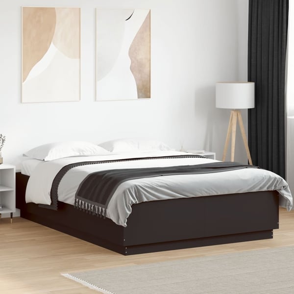 vidaXL Sengeramme med LED uten Madrass Sort 150x200 cm