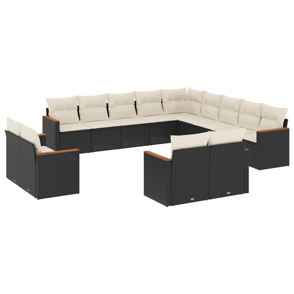 vidaXL sofasæt til haven 13 dele med hynder polyrattan sort